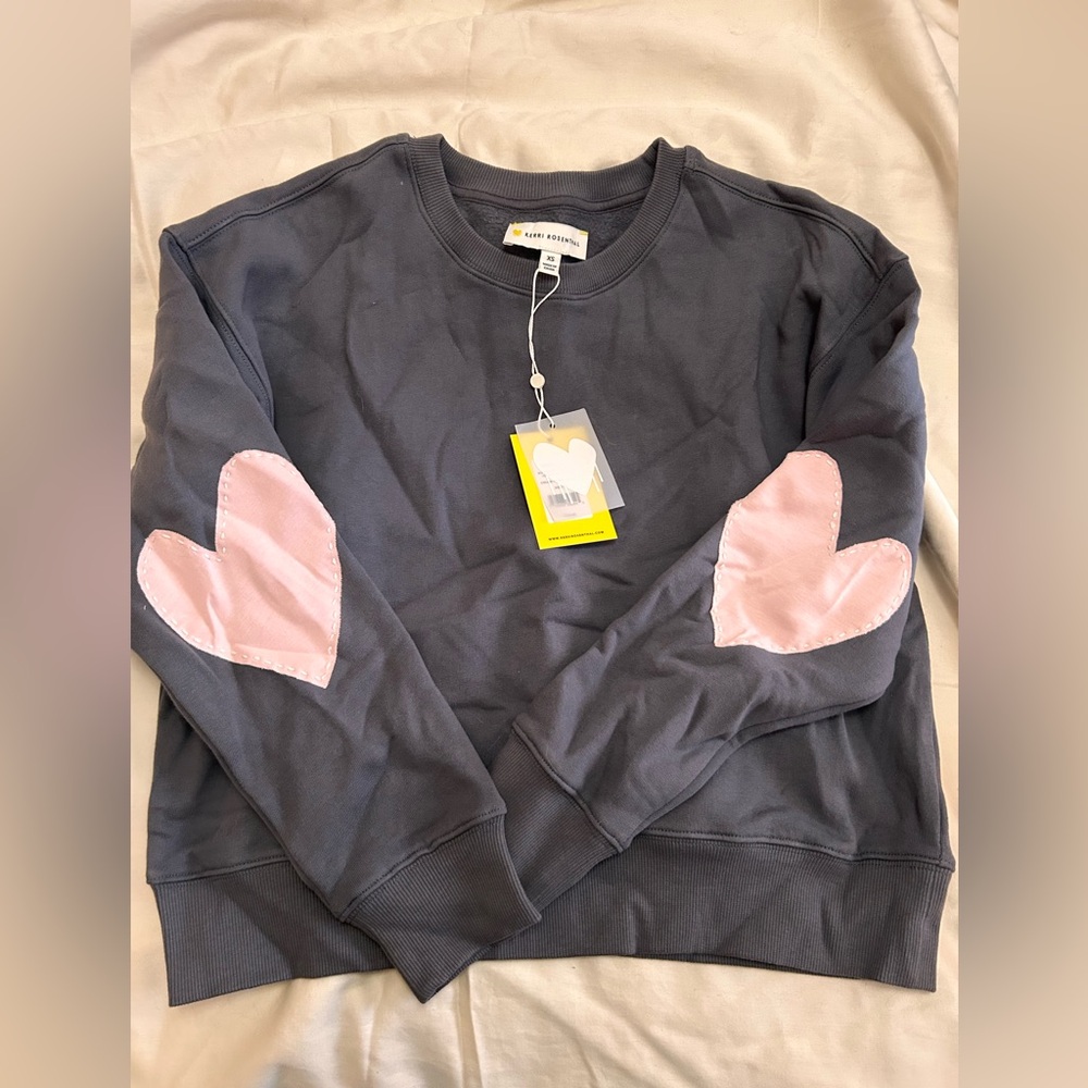 Rosenthal Women's Charcoal Sweater with Pink Heart Details